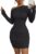 Acelitt Fall Off the Shoulder Dresses for Women 2025 Long Sleeve Ruched Bodycon Cocktail Party Mini Dress(Size Down)
