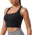 Women Square Neckline Sports Bra Padded Basic Workout Y-Back Racerback Cropped Tank Top