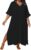 WDIRARA Women’s Plus Size Swimwear V Neck Half Sleeve Split Side Cover Up Beach Dress