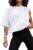 Women’s Oversize Workout Crop Tops Casual Short Sleeve Drop Shoulder Boxy T-Shirts Roll Hem Basic Loose Yoga Running Tees