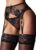 Lace Garter Belt Thong Set for Women Suspender Lingerie with 4 Metal Clips Holder Belts for Stockings+G-string