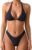 MakeMeChic Women’s Polka Dots Triangle Thong Bikini Sets Floral Cute Bathing Suit Swimsuits