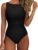 SUUKSESS Women One Piece Ruched Swimsuit Tummy Control Backless Bathing Suit