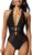 CUPSHE Women’s One Piece Swimsuit Bathing Suit Deep V Neck Halter Back Tie Mesh Swimwear