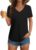 GKBK Womens T Shirts V Neck Short Sleeve Cotton Tops Summer Curved Hem Trendy Basic Tee Shirt S-XXL