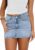Womens Denim Skirt Casual Mini Jean Skirt Stretch Low Waist Jean Skirt for Women Zip Fly Denim Mini Skirts