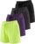 Real Essentials 4 Pack: Womens Athletic Dry-Fit Lounge Shorts with Zipper Pockets (Available in Plus Size)