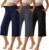 Neer 3 Pack Women Capri Pants Wide Leg High Waist Crop Lounge Sweatpants Loose Summer Casual Workout Pants with Pocket