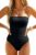Holipick Women Tummy Control One Piece Swimsuits Strapless Bandeau Bathing Suits Slimming Halter Swimwear