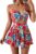 B2prity Women Cutout One Piece Skirt Swimsuit V Neck Wrap Tie Back Swimdress Tummy Control Bathing Suits Slimming Swimwear