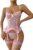 WDIRARA Women’s Sexy Lingerie Set Floral Lace Garter Bustier Lingerie Set with 1Pair Fishnet Stocking