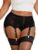 ohyeah High-Waisted Garter Belt Plus Size- Lace Mesh Suspenders Belt with 6 Metal Clip for Thigh Highs Garter Stockings