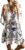 miduo Womens Summer Dress Casual V Neck Buttoned 3/4 Sleeve Bohemian Tribal Print Flowy Mini Dresses