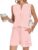 AUSELILY Women’s Two Piece Sets Waffle Knit Summer V Neck Sleeveless Pleated Shorts Set Matching Sets Women Clothing 2026