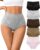 High Waisted Underwear for Womens Cotton Tagless Soft Ladies Panties Full Coverage Slight Tummy Control Briefs 5 Pack