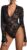 OYOANGLE Women’s Mesh Sheer Floral Lace Bodysuits Deep V Neck Bell Long Sleeves Leotards Bodysuit Top Slim Fit Jumpsuit