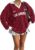 SOLY HUX Women’s Oversized Tees Striped Letter Print Y2k Jersey T Shirt Collar V Neck Long Sleeve Loose Tops