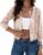 Kate Kasin Women’s Cropped Cardigan Sweaters Trendy Lightweight 3/4 Sleeve Button Down Crochet Textured Shrugs Top