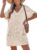 CUPSHE Swimsuit Coverup for Women Waffle Knit V Neck Short Sleeve Beach Coverup Dress with Pockets
