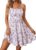 Verdusa Women’s Floral Print Dress Cute Summer Mini Dresses Ruched Sleeveless Ruffle Hem A Line Cami Sundress