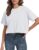 PRIMODA Women’s Oversized Workout Cropped T Shirts Crew Neck Short Sleeve Casual Loose Summer Crop Tee Tops Cotton